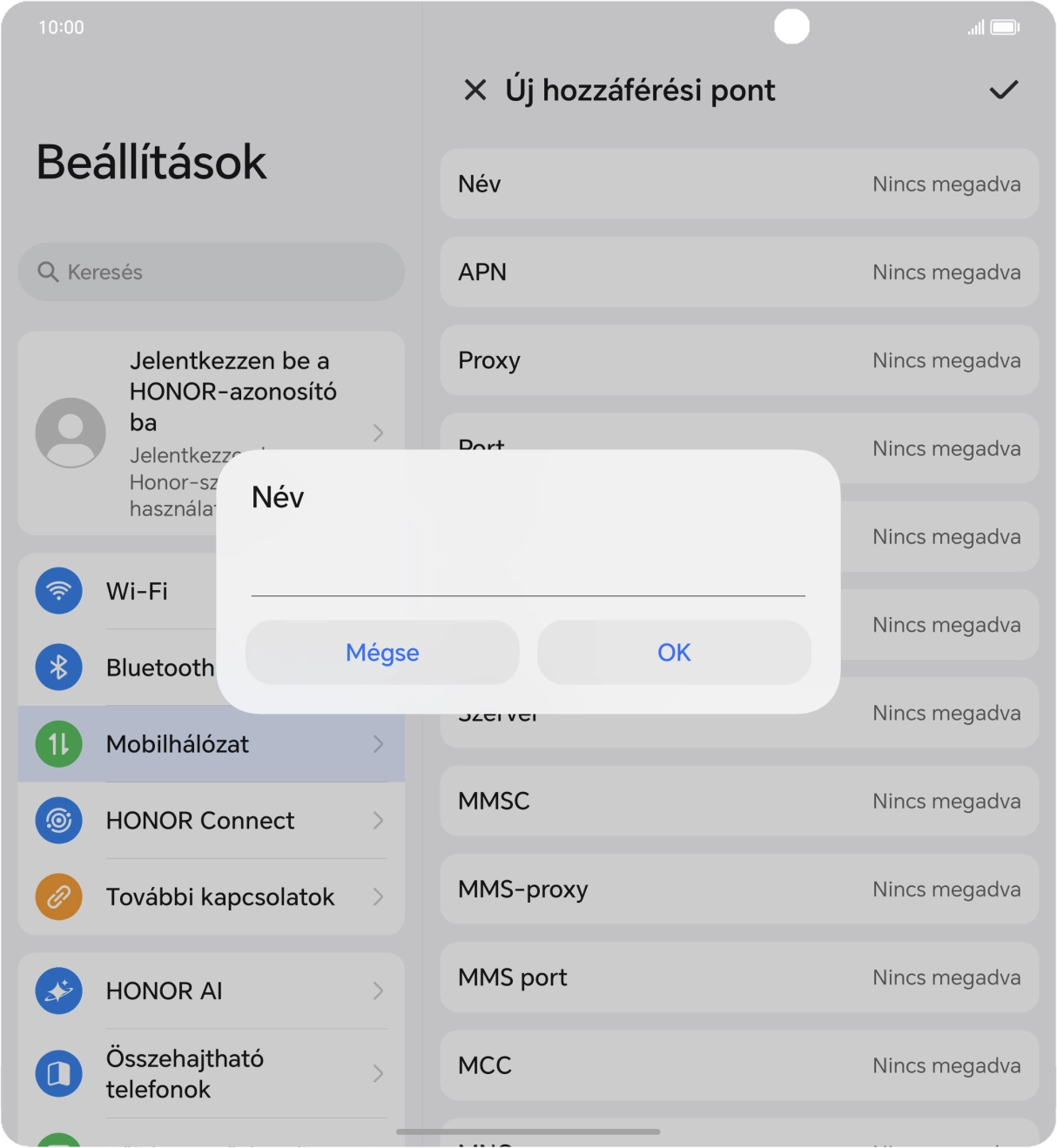 Írd be azt, hogy One MMS, és válaszd az OK lehetőséget.