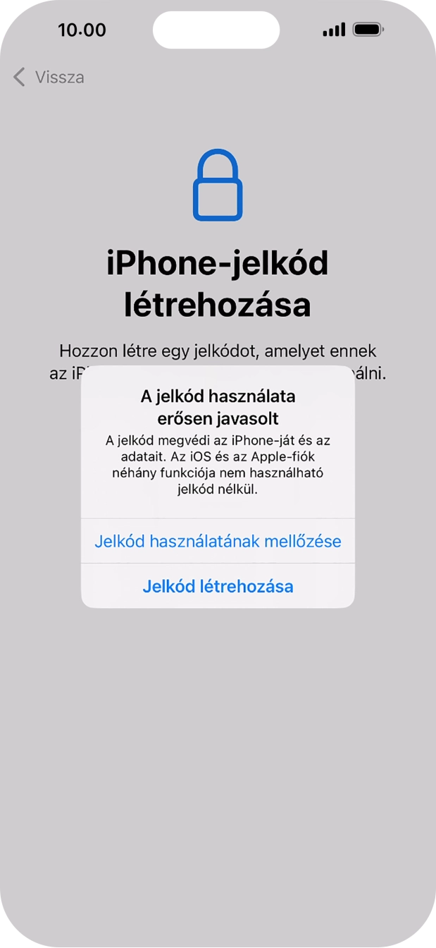 Ha kikapcsolod a funkciót, válaszd a Jelkód használatának mellőzése lehetőséget.
