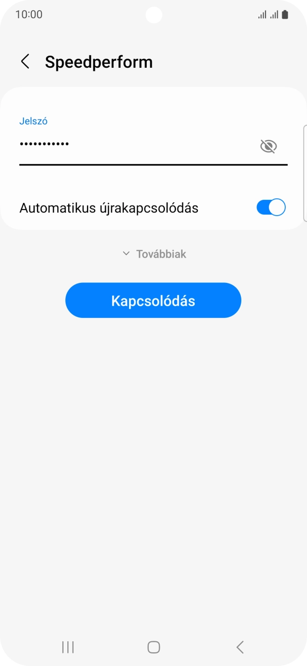 Írd be a Wi-Fi hálózatodhoz tartózó jelszót, és válaszd a Kapcsolódás lehetőséget. Írd be a Wi-Fi hálózatodhoz tartózó jelszót, és válaszd a Kapcsolódás lehetőséget.