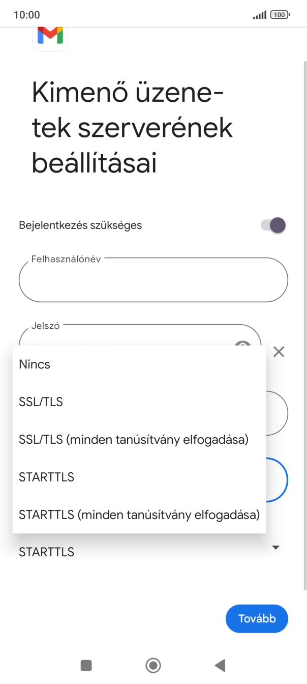 Válaszd az SSL/TLS lehetőséget.