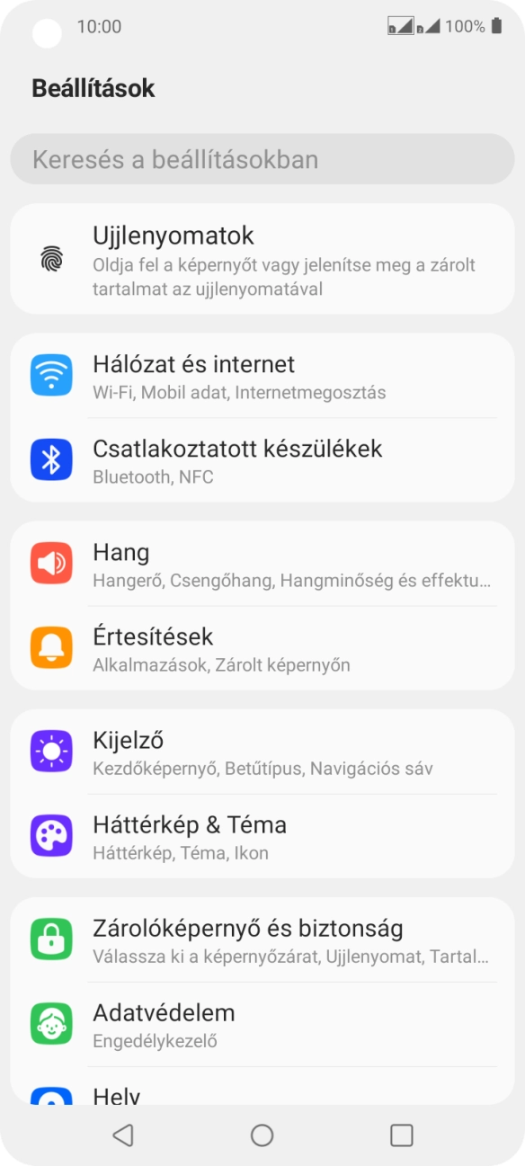 Válaszd a Hálózat és internet lehetőséget.