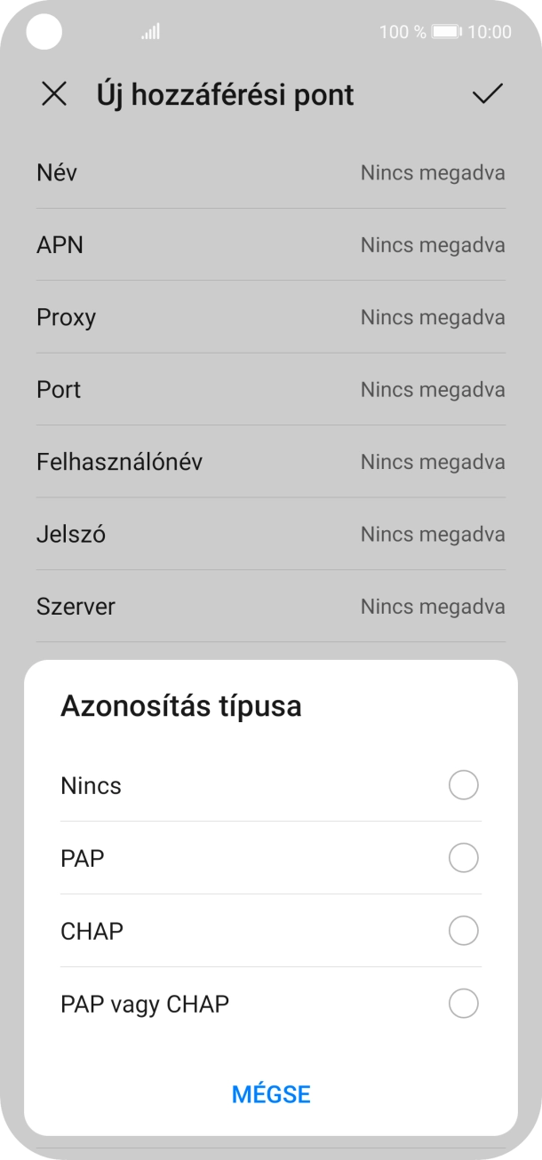 Válaszd a PAP lehetőséget.