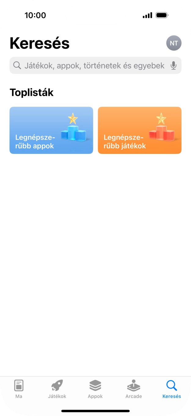 Kattints a keresés mezőre, és írd be a keresett alkalmazás nevét vagy tárgykörét.