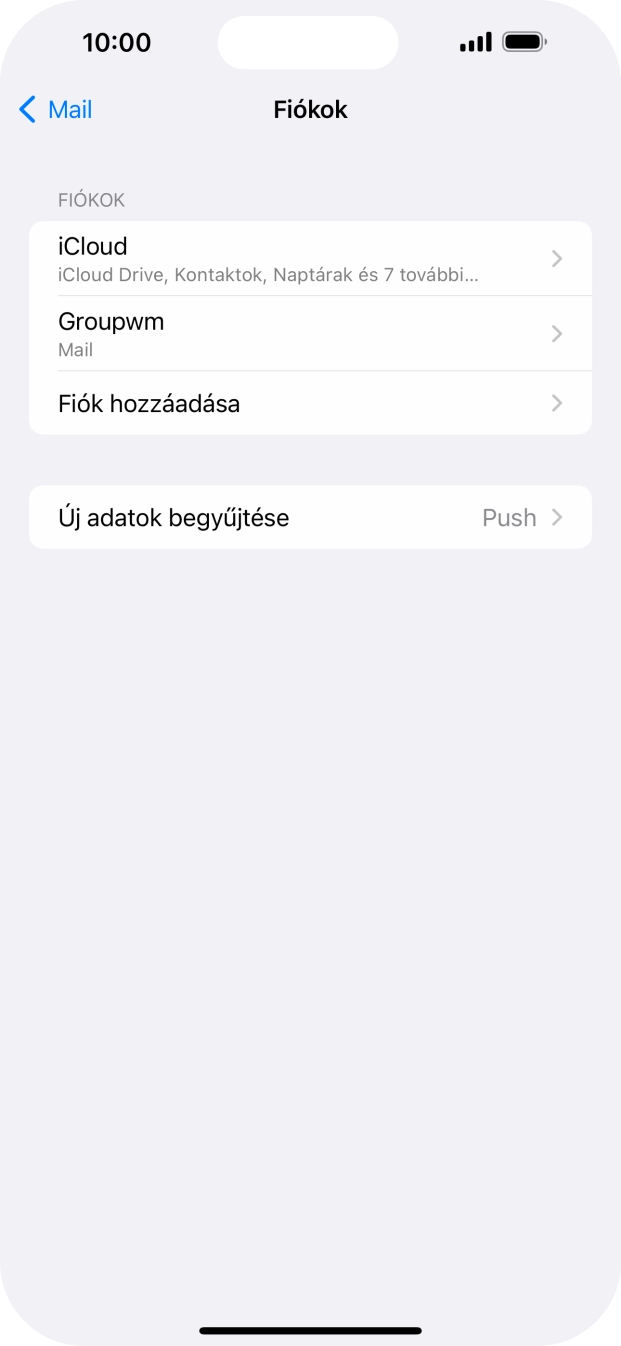 Kattints az imént létrehozott e-mail-fiók nevére.