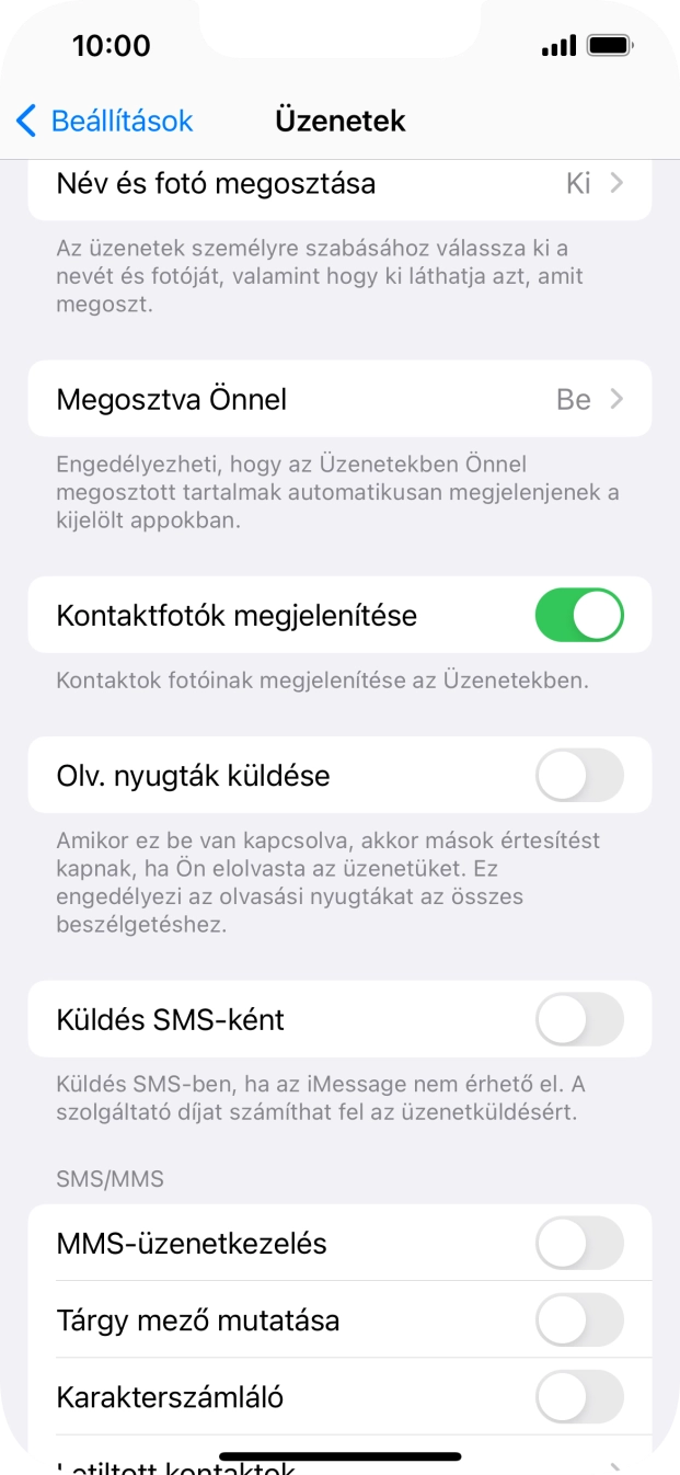 Kattints a „Küldés SMS-ként” melletti csúszkára a funkció be- vagy kikapcsolásához.