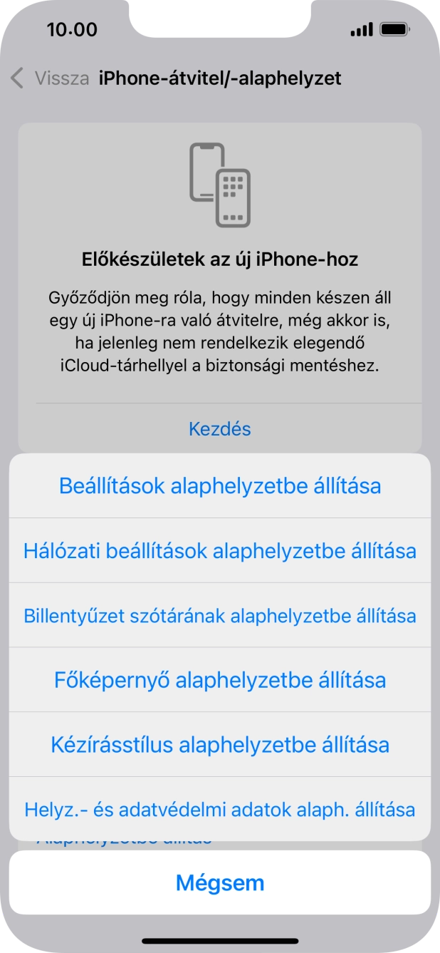 Válaszd a Beállítások alaphelyzetbe állítása lehetőséget. Válaszd a Beállítások alaphelyzetbe állítása lehetőséget.