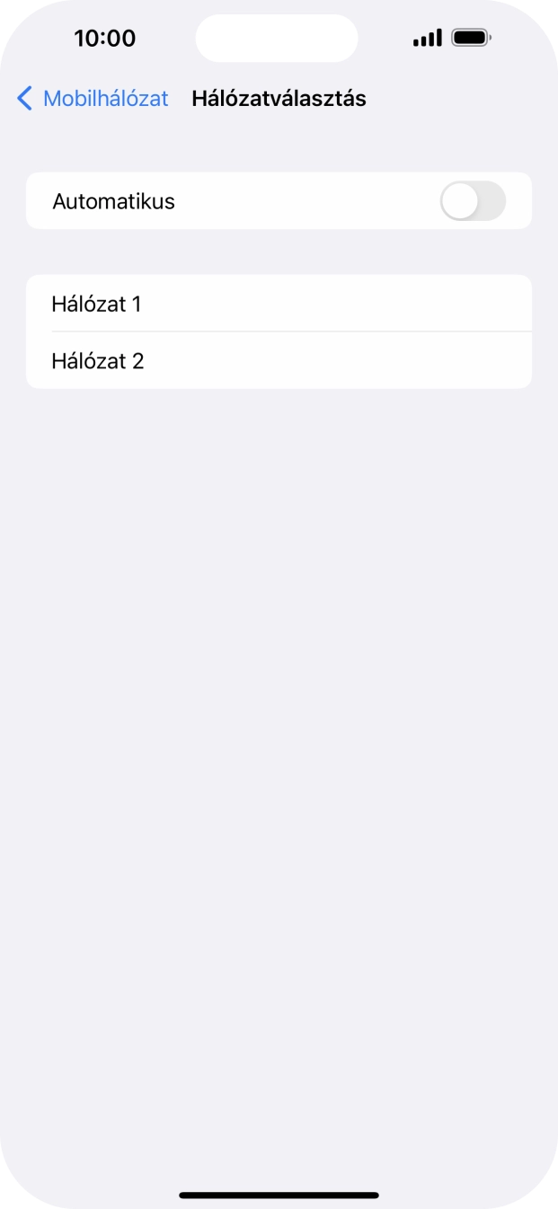 Ha kikapcsolod a funkciót, válaszd a kívánt hálózatot.