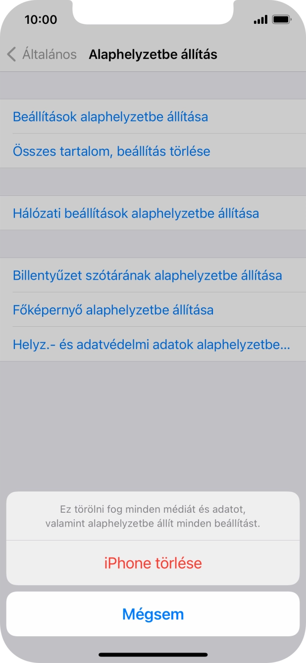 Válaszd az iPhone törlése lehetőséget.