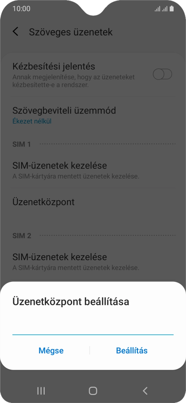 Írd be a +36709996500 számot, és válaszd a Beállítás lehetőséget.