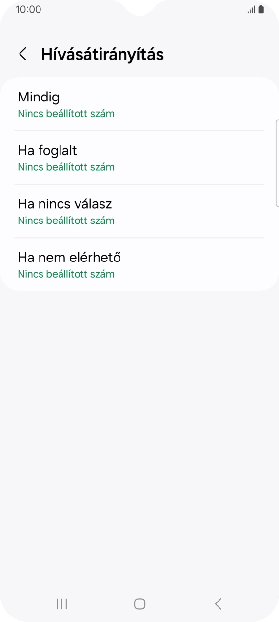 Kattints a kívánt hívásátirányítás-típusra.