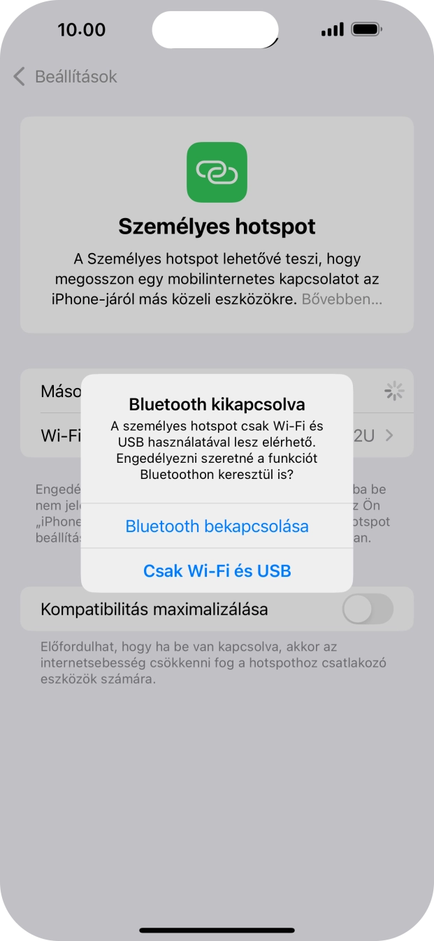Amennyiben be van kapcsolva a Wi-Fi, válaszd a Csak Wi-Fi és USB lehetőséget. Amennyiben be van kapcsolva a Wi-Fi, válaszd a Csak Wi-Fi és USB lehetőséget.