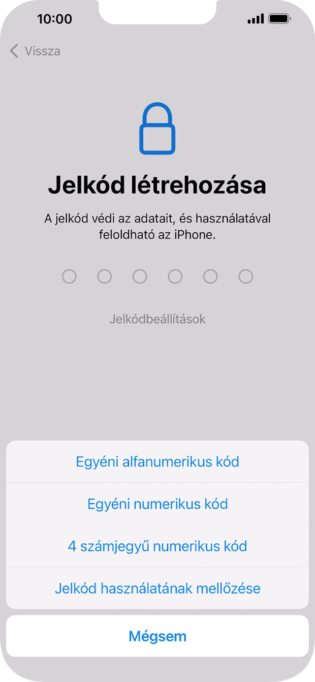 A képernyőzár használatának bekapcsolásához kövesd a képernyőn megjelenő utasításokat, vagy válaszd a Jelkód használatának mellőzése lehetőséget.