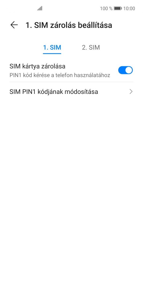 Kattints a „SIM kártya zárolása” melletti csúszkára a funkció be- vagy kikapcsolásához.