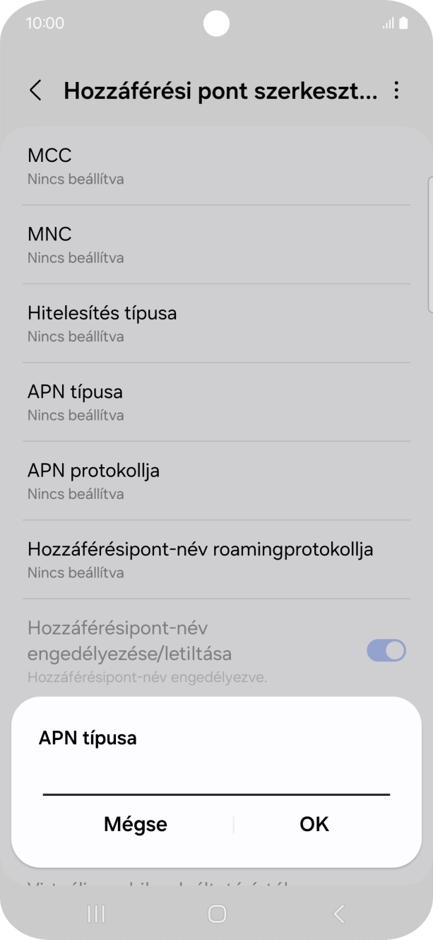 Írd be azt, hogy mms, és válaszd az OK lehetőséget.