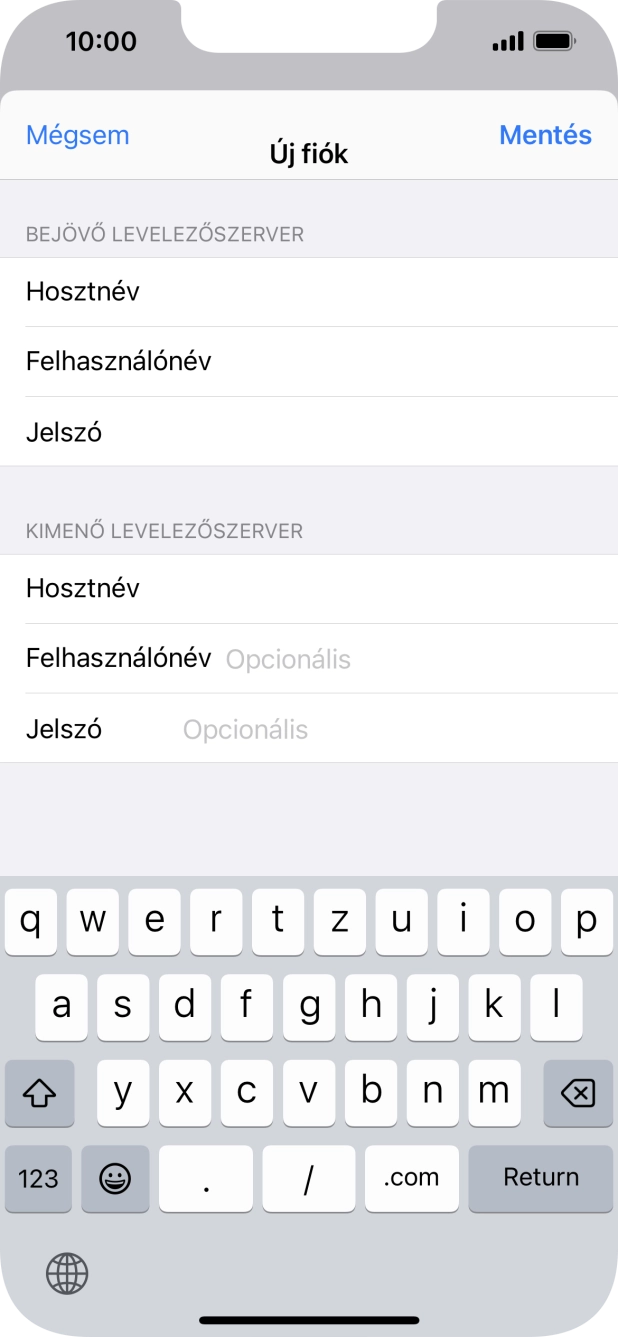 Kattints a Felhasználónév mezőre, és írd be az e-mail-fiókodhoz tartozó felhasználónevet.