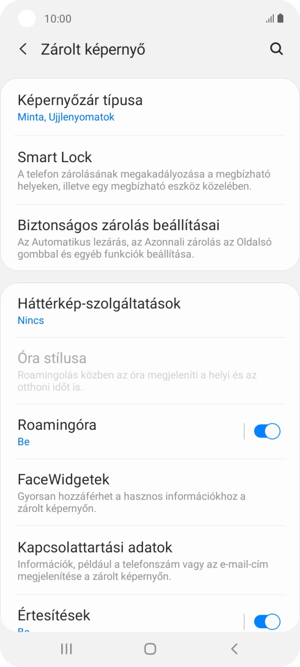 Válaszd a Képernyőzár típusa lehetőséget, és írd be az extra képernyőzárkódot, amit korábban már beállítottál.