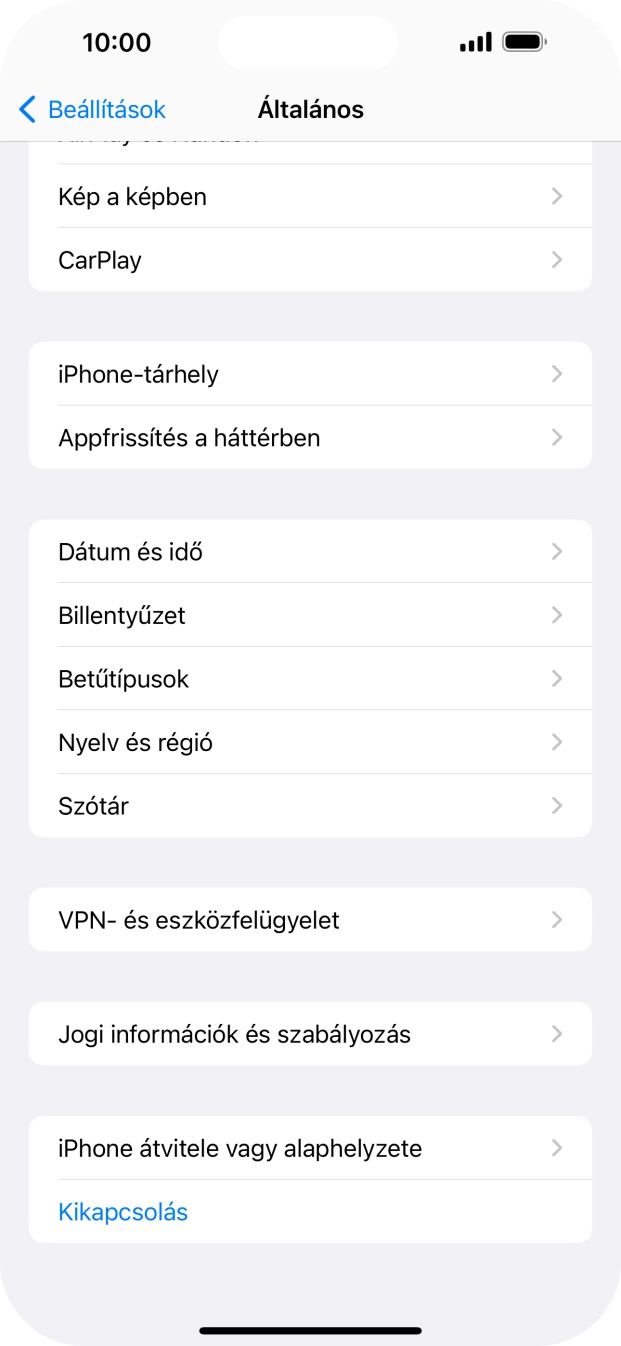 Válaszd az „iPhone átvitele vagy alaphelyzete” lehetőséget. Válaszd az „iPhone átvitele vagy alaphelyzete” lehetőséget.