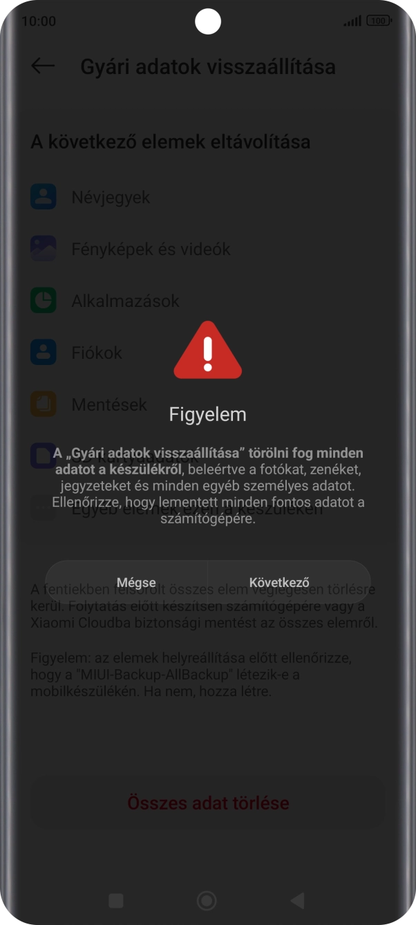 Válaszd a Következő lehetőséget.