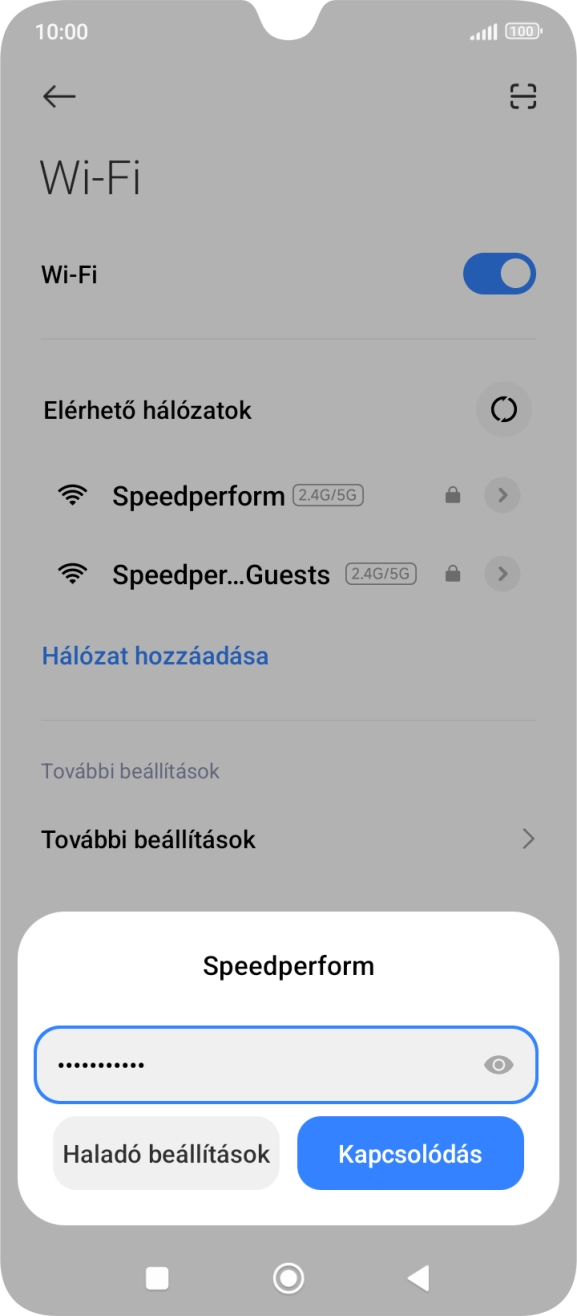 Írd be a Wi-Fi hálózatodhoz tartózó jelszót, és válaszd a Kapcsolódás lehetőséget. Írd be a Wi-Fi hálózatodhoz tartózó jelszót, és válaszd a Kapcsolódás lehetőséget.