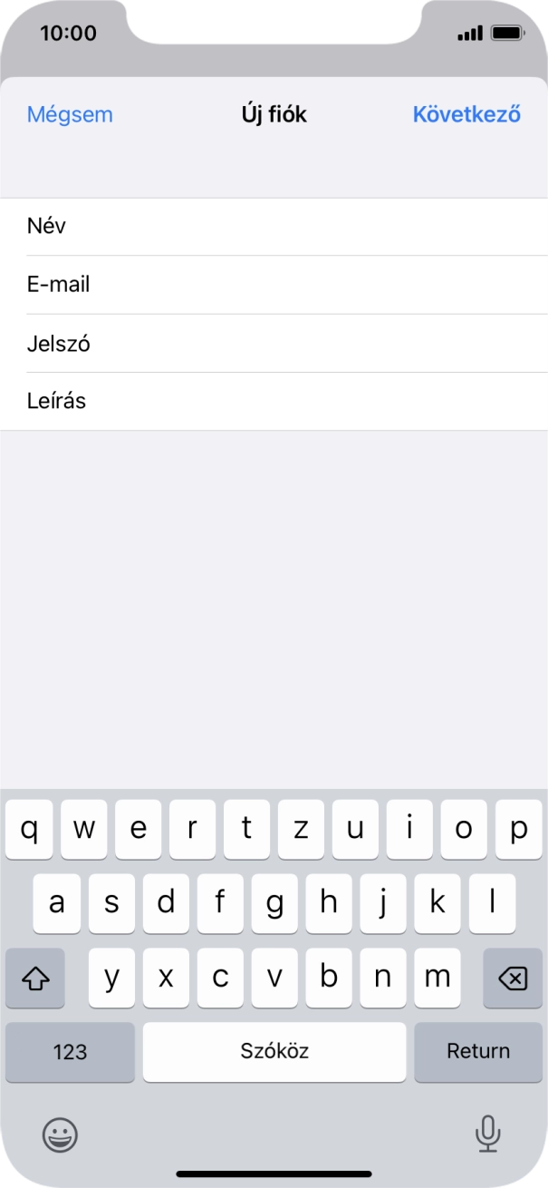 Kattints a Leírás mezőre, és írd be az e-mail-fiók kívánt nevét.