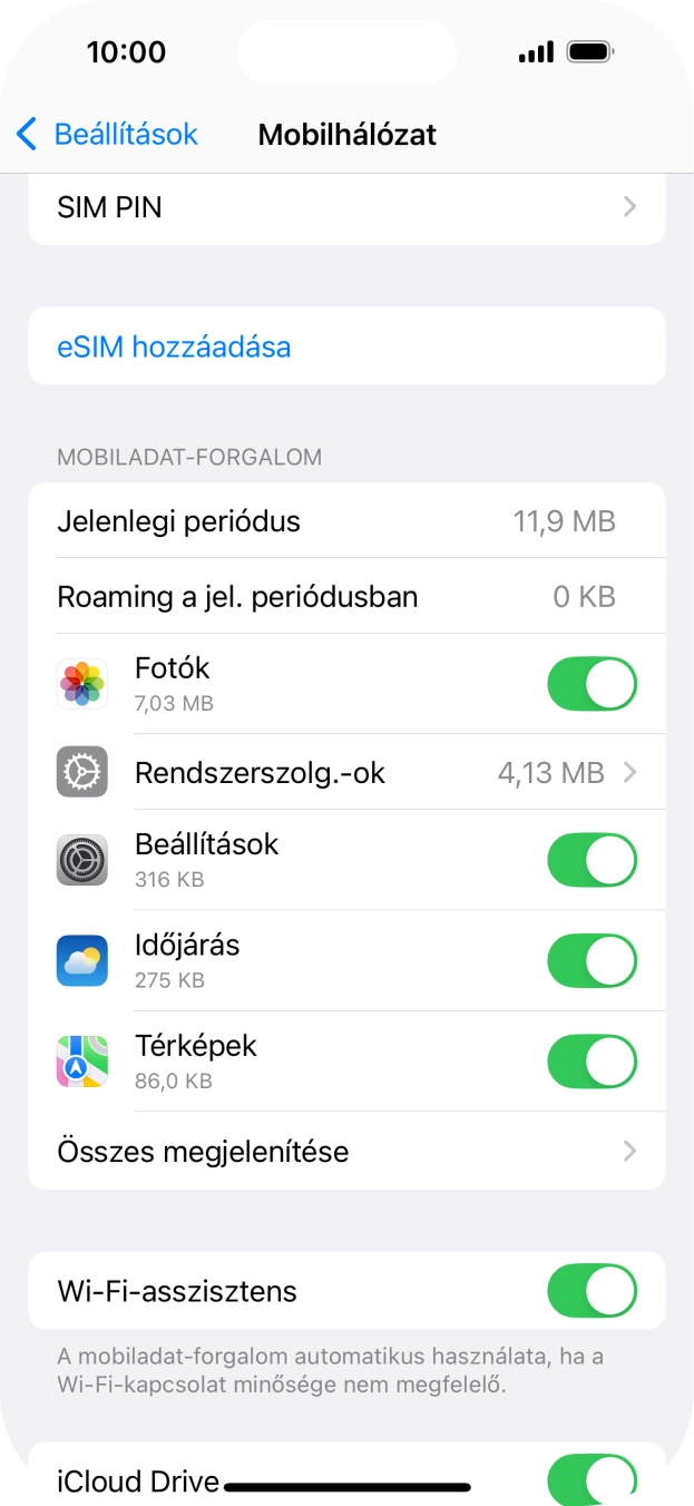 Kattints a kívánt programok melletti csúszkákra a funkciók be- vagy kikapcsolásához.