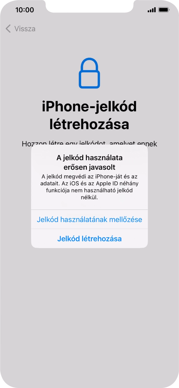 Ha kikapcsolod a funkciót, válaszd a Jelkód használatának mellőzése lehetőséget.