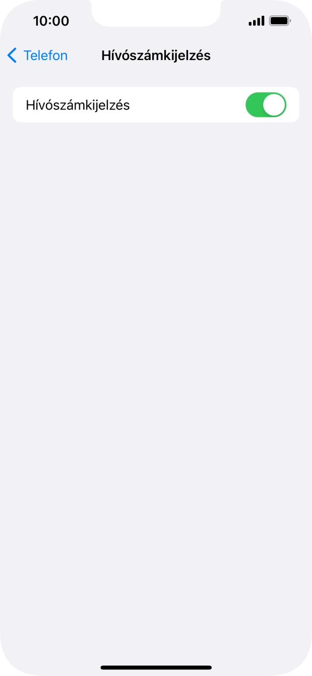 Kattints a „Hívószámkijelzés” melletti csúszkára a funkció be- vagy kikapcsolásához.