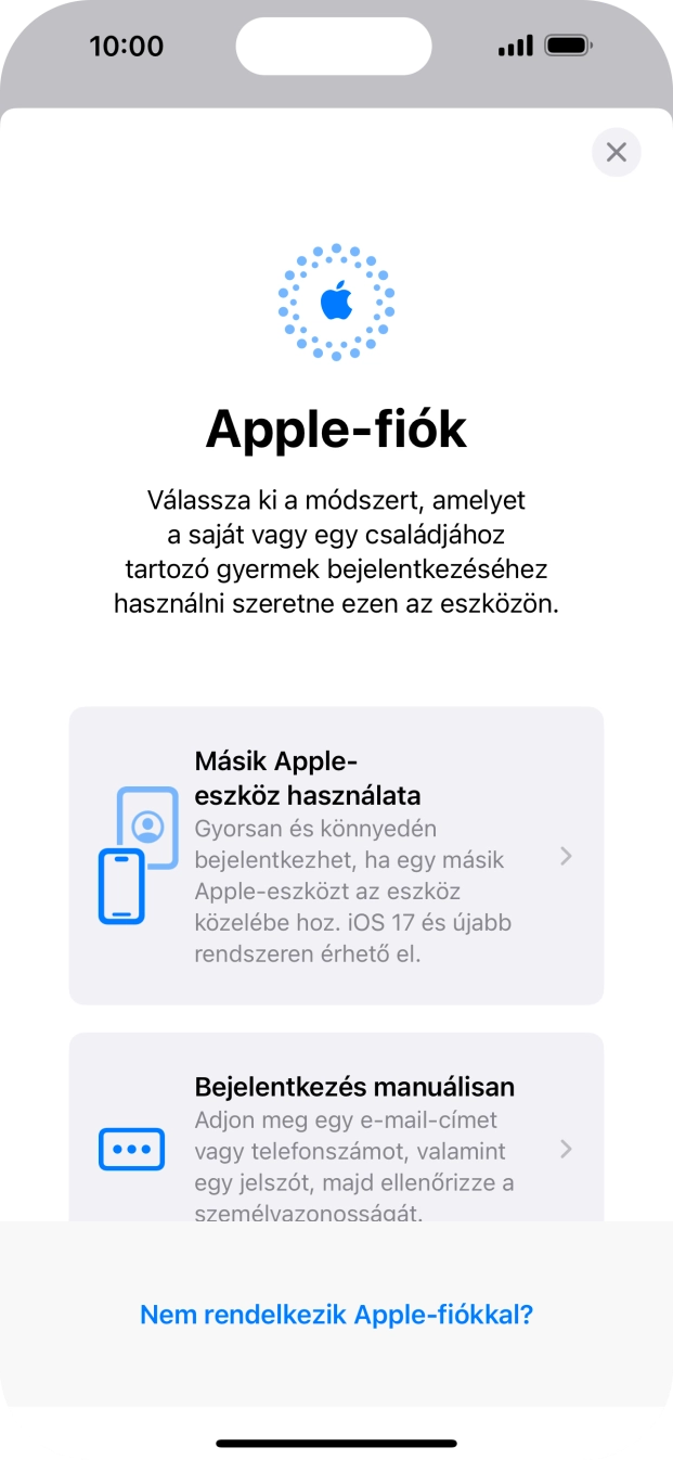 Válaszd a Bejelentkezés manuálisan lehetőséget. Válaszd a Bejelentkezés manuálisan lehetőséget.