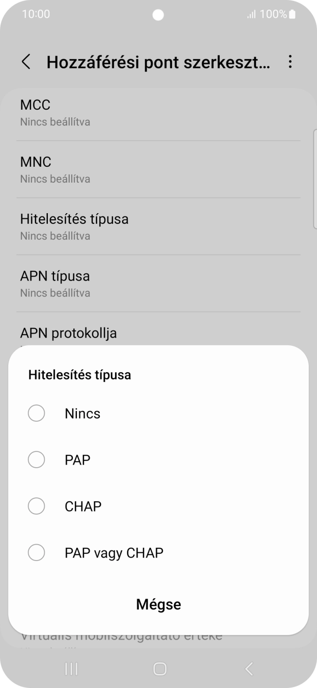 Válaszd a PAP lehetőséget.