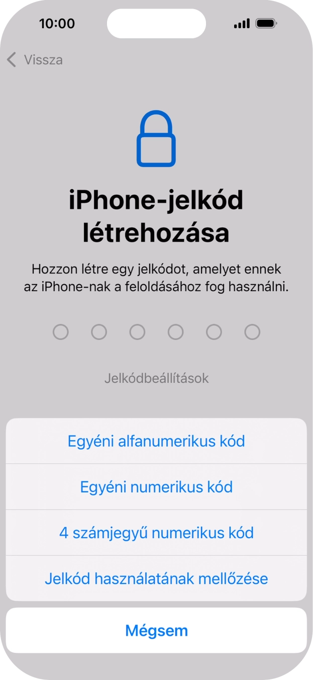 A képernyőzár használatának bekapcsolásához kövesd a képernyőn megjelenő utasításokat, vagy válaszd a Jelkód használatának mellőzése lehetőséget. A képernyőzár használatának bekapcsolásához kövesd a képernyőn megjelenő utasításokat, vagy válaszd a Jelkód használatának mellőzése lehetőséget.