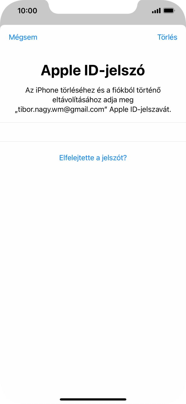 Írd be az Apple ID-hoz tartózó jelszót, és válaszd a Törlés lehetőséget. Várj egy kicsit, amíg a telefon visszaállítja a gyári beállításokat. A telefon konfigurálásához és ahhoz, hogy üzemkész állapotba hozd, kövesd a képernyőn megjelenő utasításokat.