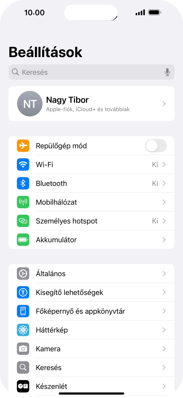 Válaszd a Személyes hotspot lehetőséget. Válaszd a Személyes hotspot lehetőséget.