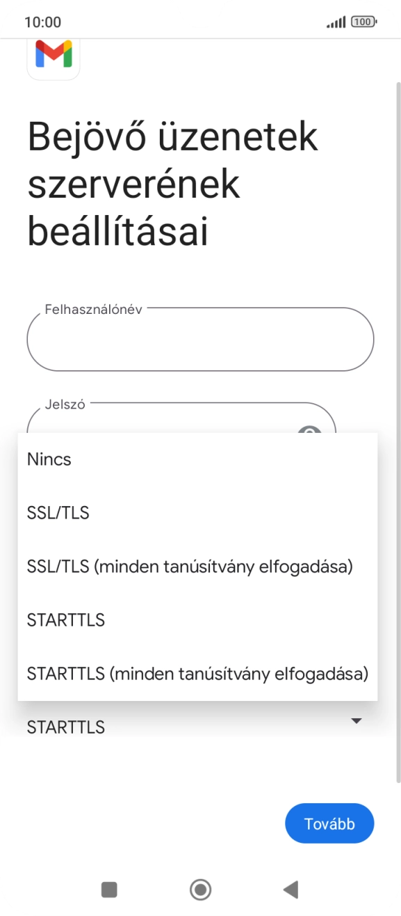 Válaszd az SSL/TLS lehetőséget.