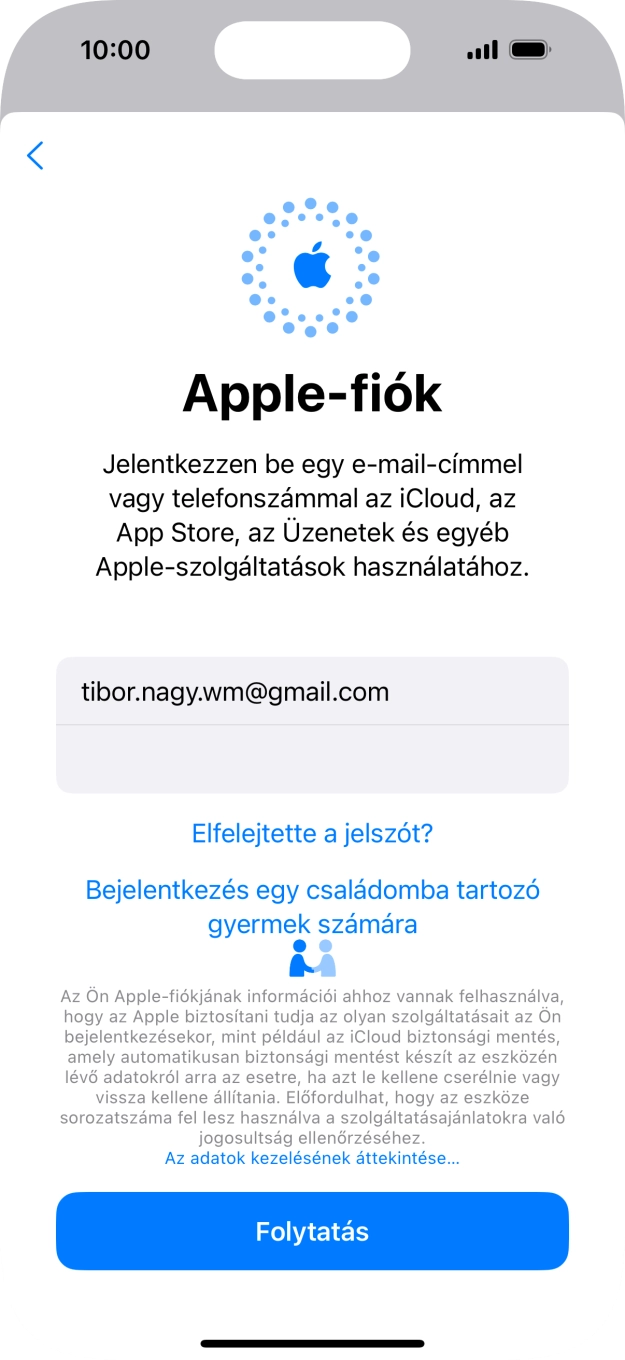 Válaszd a Folytatás lehetőséget.