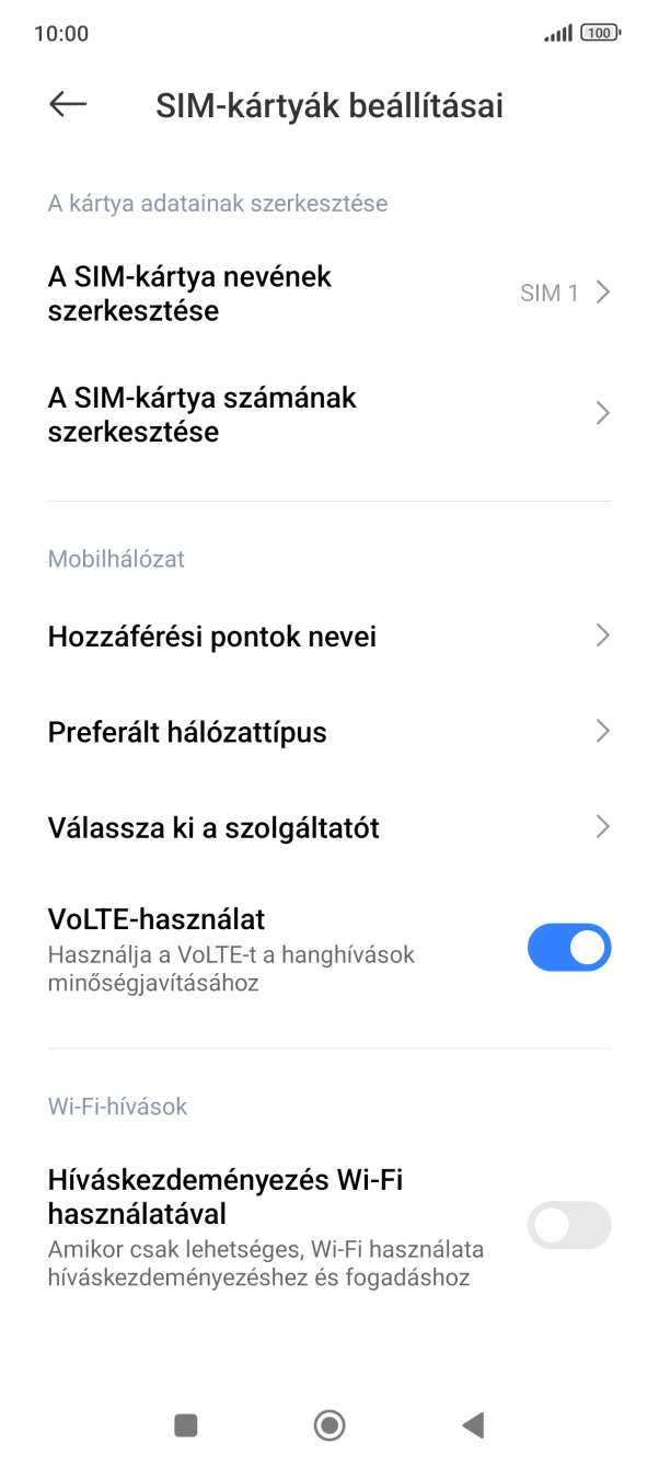 Válaszd a Hozzáférési pontok nevei lehetőséget.