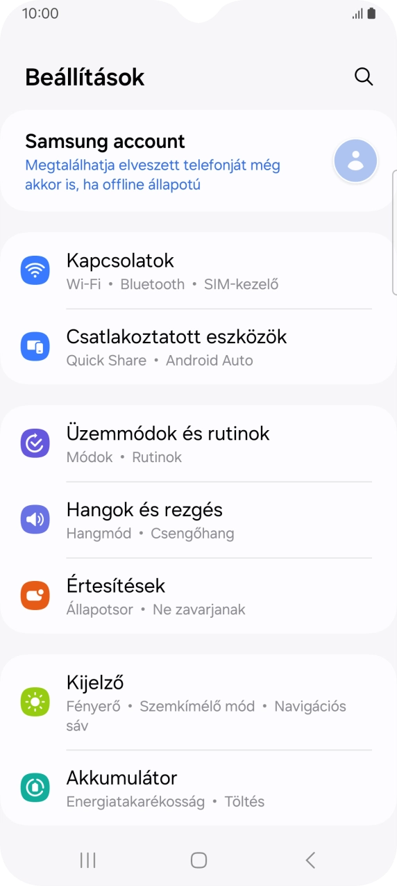 Válaszd a Kapcsolatok lehetőséget.