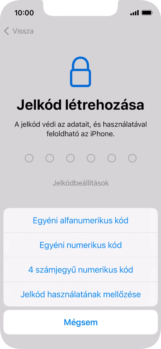 A képernyőzár használatának bekapcsolásához kövesd a képernyőn megjelenő utasításokat, vagy válaszd a Jelkód használatának mellőzése lehetőséget.