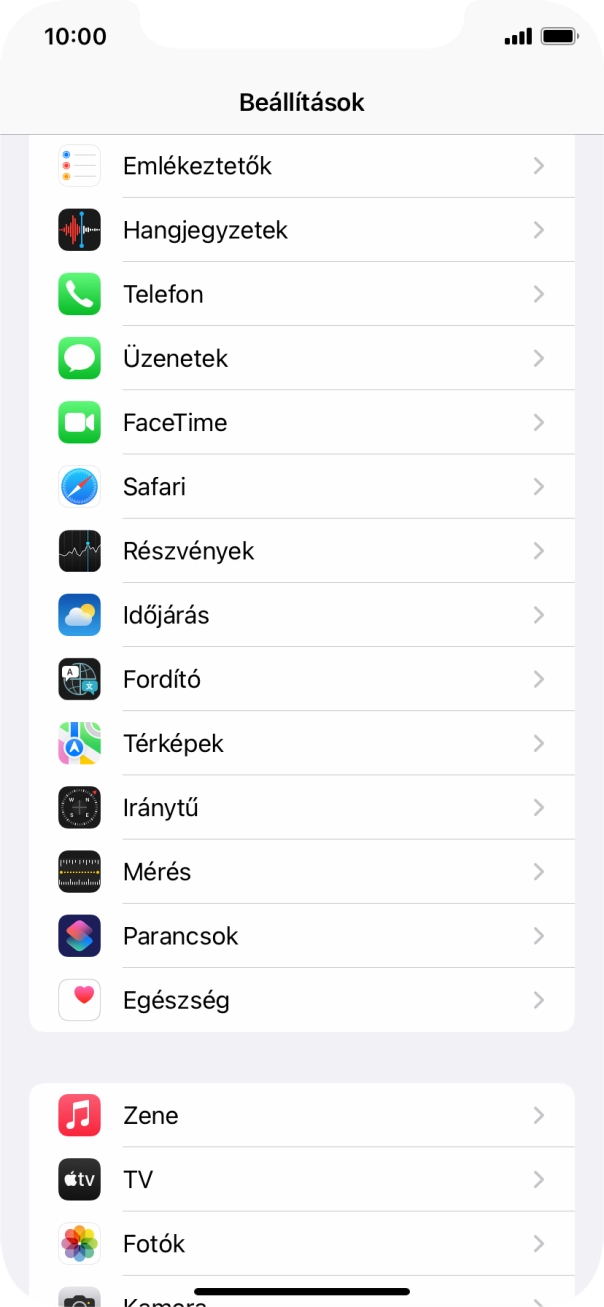 Válaszd az Üzenetek lehetőséget.