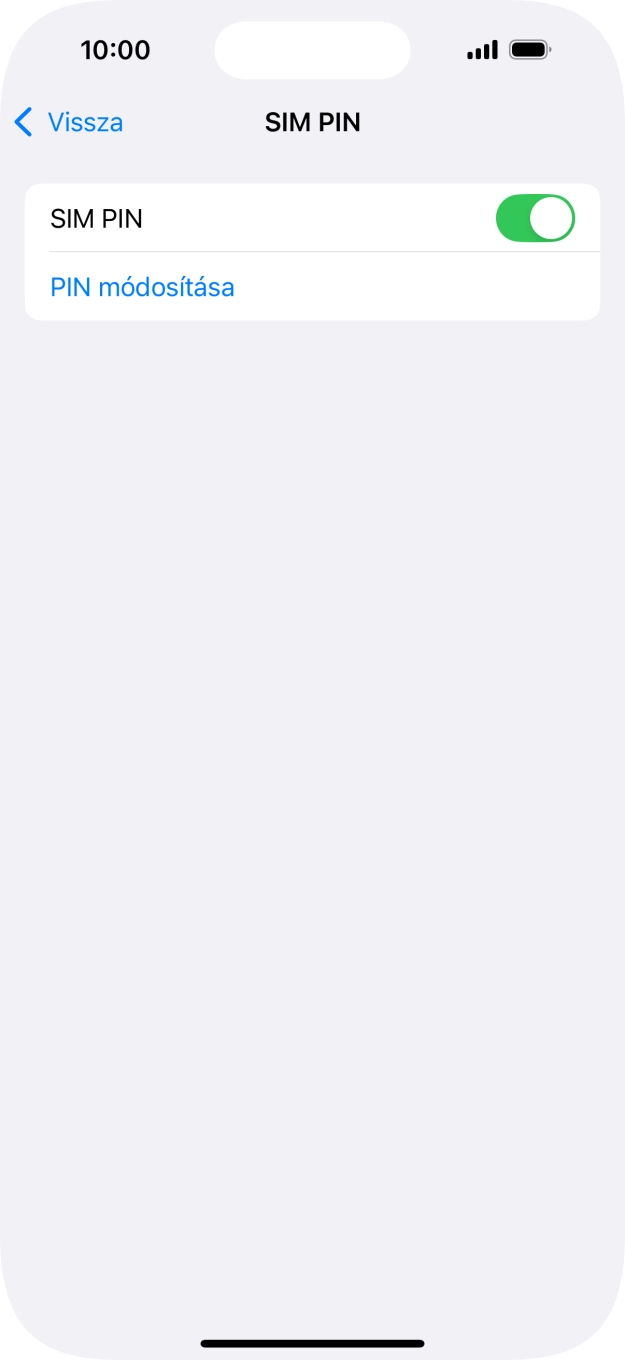 Kattints a „SIM PIN” melletti csúszkára a funkció be- vagy kikapcsolásához.