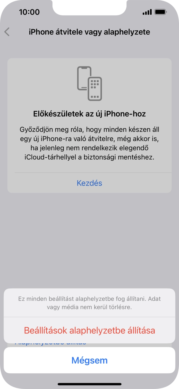 Válaszd a Beállítások alaphelyzetbe állítása lehetőséget.