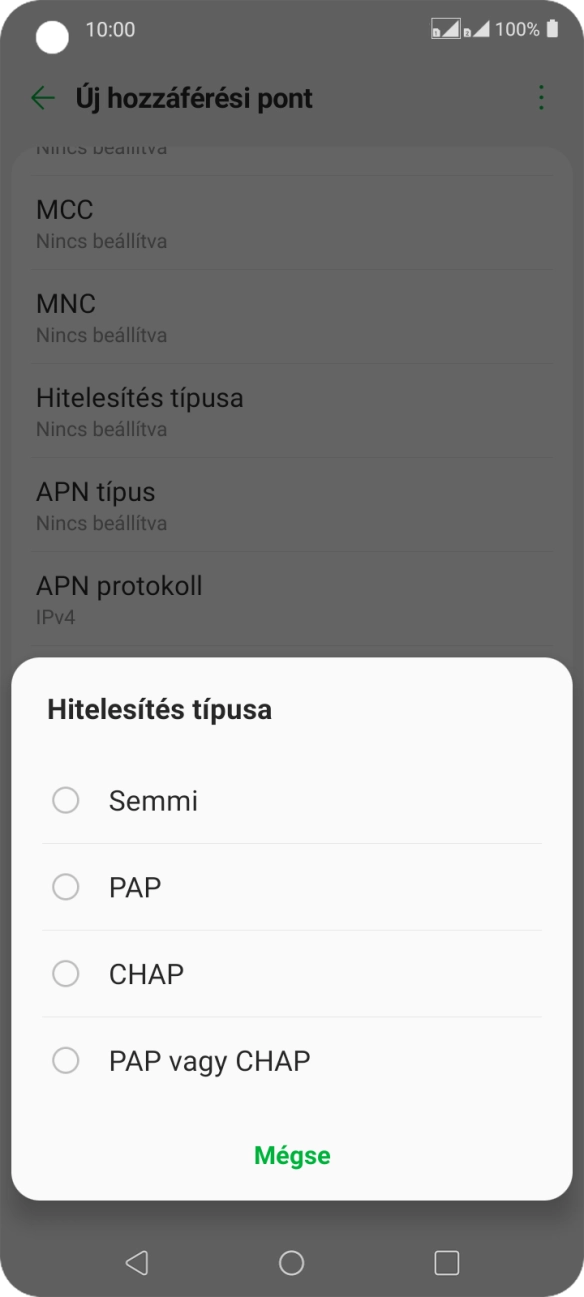 Válaszd a PAP lehetőséget.