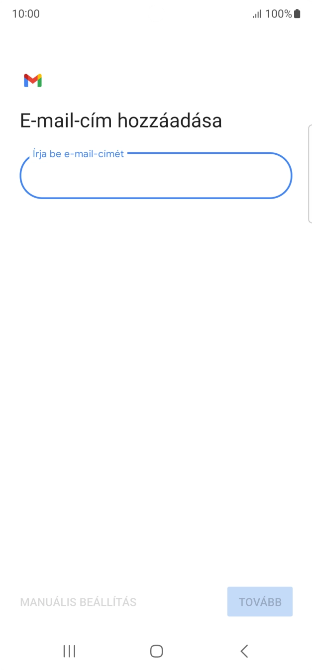 Kattints az „Írja be e-mail-címét” alatti mezőre, és írd be az e-mail címedet.