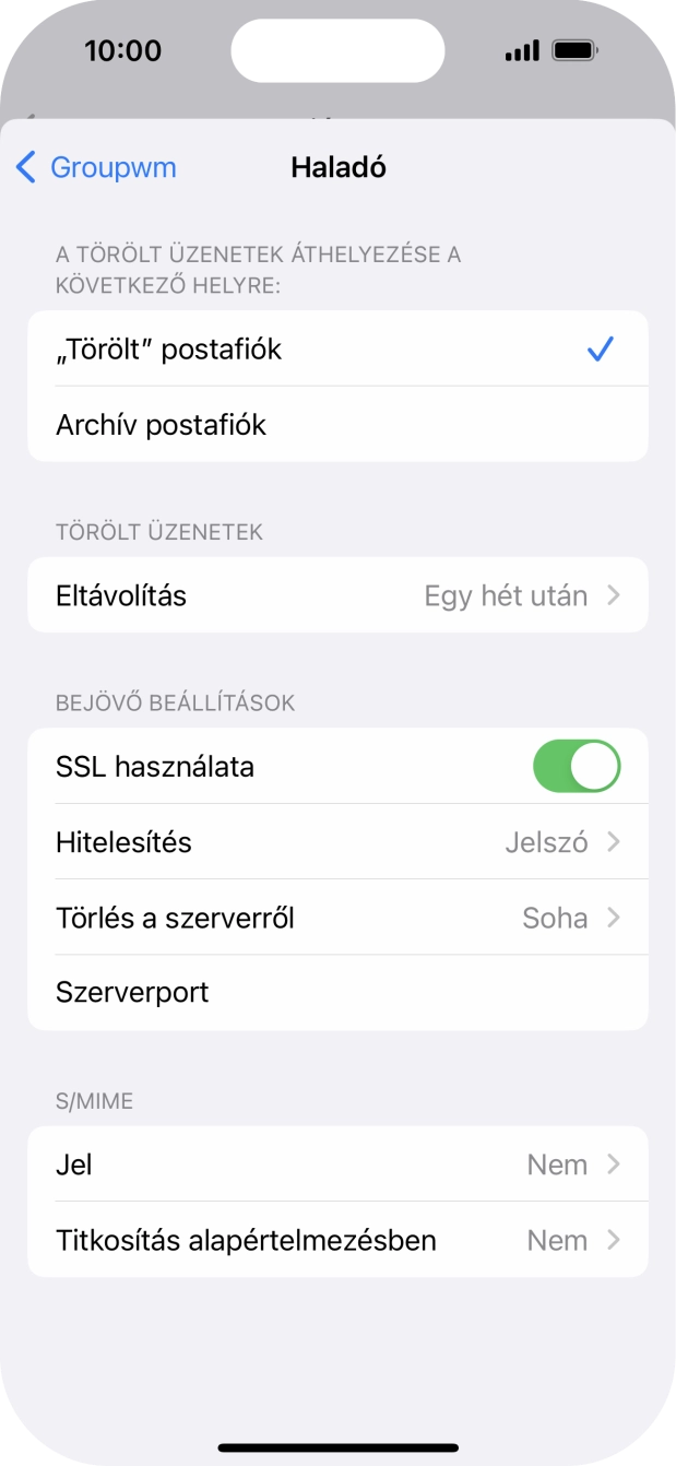 Kattints az „SSL használata” melletti csúszkára a funkció kikapcsolásához.