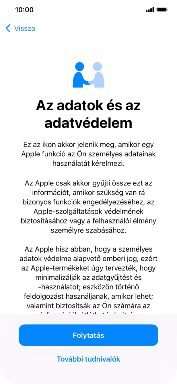 Válaszd a Folytatás lehetőséget.