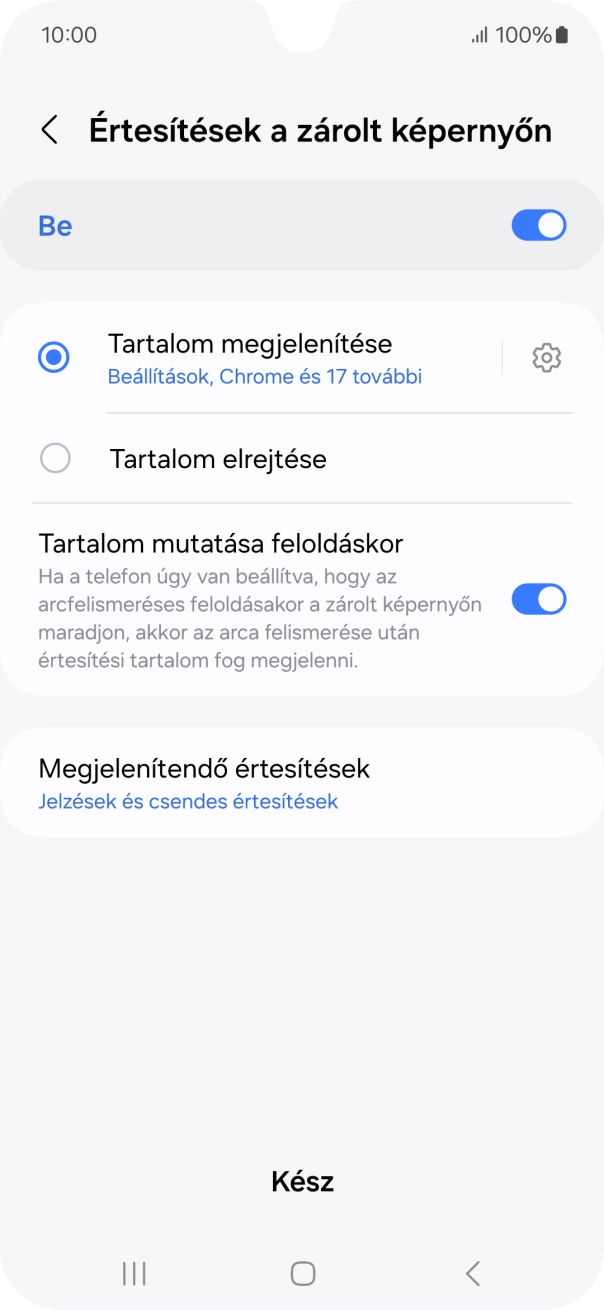 Válaszd a kívánt beállításokat a funkciók be- vagy kikapcsolásához.