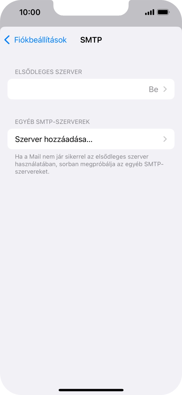 Kattints az „ELSŐDLEGES SZERVER” alatti mezőre.