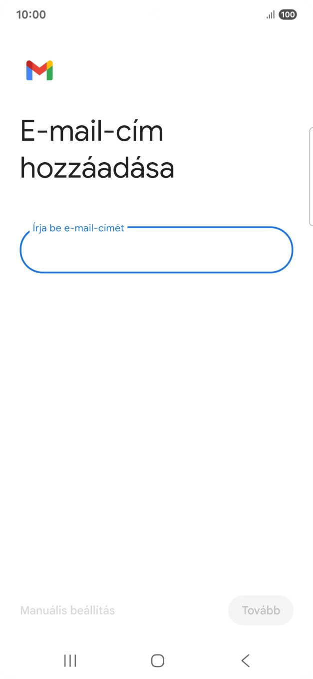 Kattints az „Írja be e-mail-címét” alatti mezőre, és írd be az e-mail címedet.