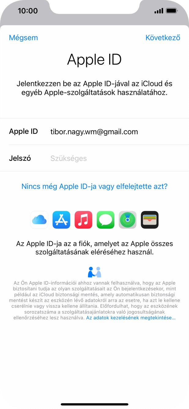 Kattints a „Jelszó” melletti mezőre, és írd be az Apple ID-d jelszavát. Kattints a „Jelszó” melletti mezőre, és írd be az Apple ID-d jelszavát.