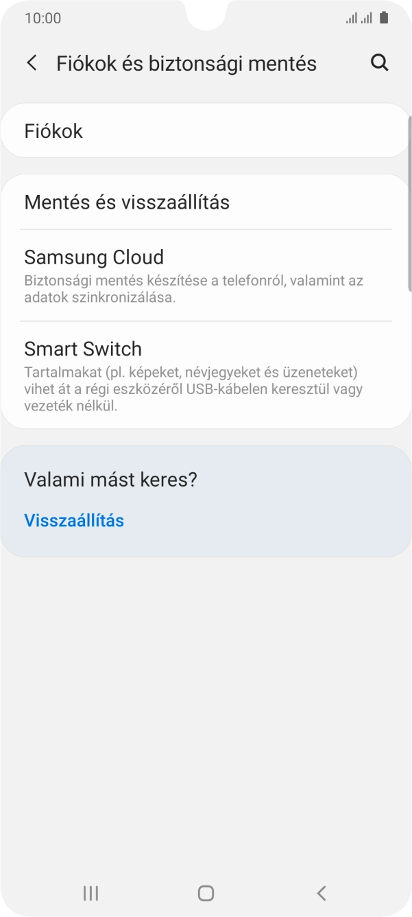 Válaszd a Fiókok lehetőséget.