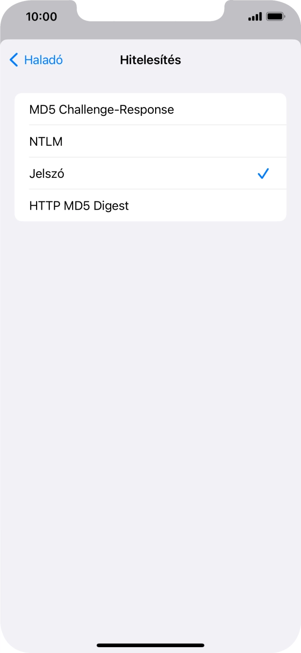 Válaszd a Jelszó lehetőséget.